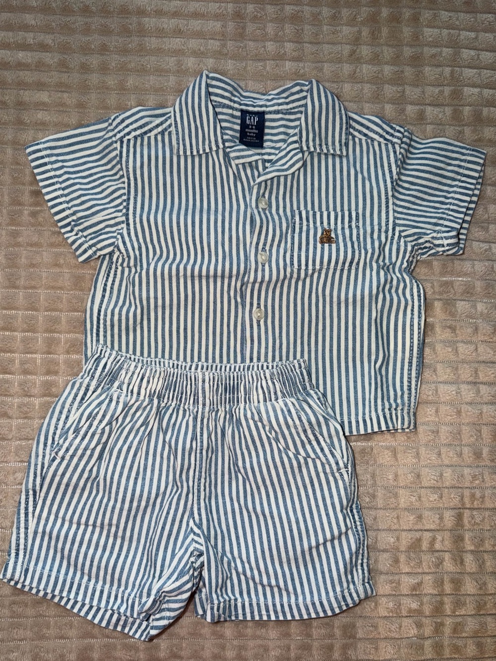 GAP Kids Blue & White Striped Short Set